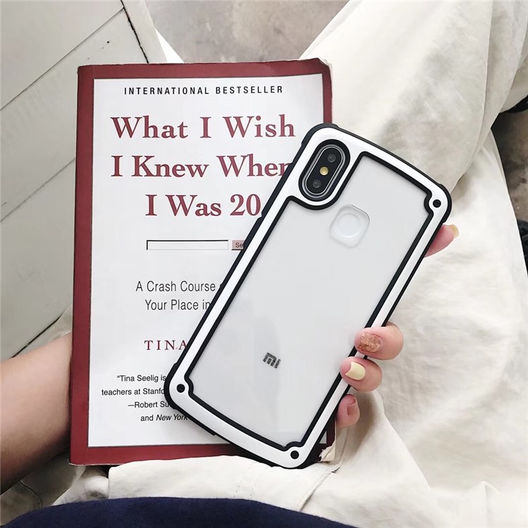 Acrylic + TPU Hybrid Shockproof Phone Cover for Xiaomi Mi 8 (6.21-inch) - Black / White-1