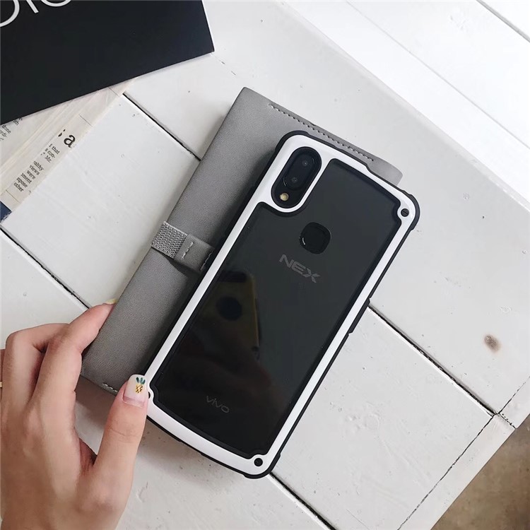 Acrylic + TPU Hybrid Shockproof Phone Cover for Xiaomi Mi 8 (6.21-inch) - Black / White-2