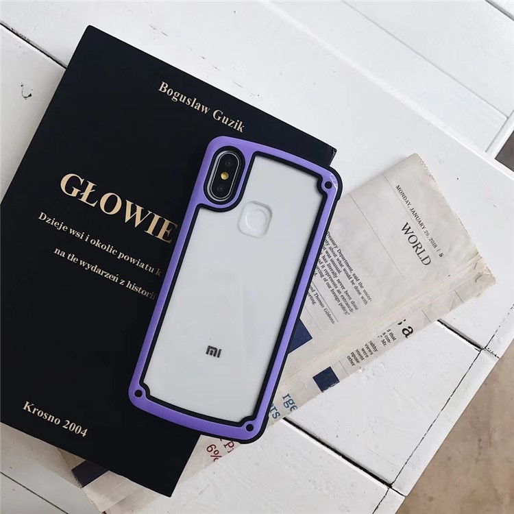 Acrylic + TPU Hybrid Shockproof Mobile Phone Case for Xiaomi Mi 8 (6.21-inch) - Black / Purple-1