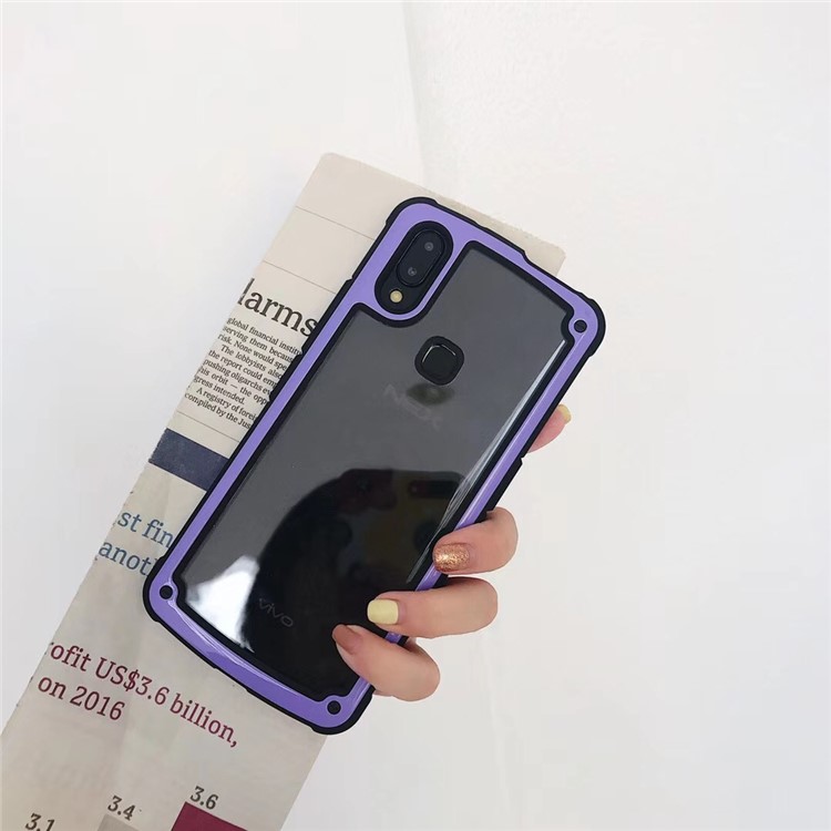 Acrylic + TPU Hybrid Shockproof Mobile Phone Case for Xiaomi Mi 8 (6.21-inch) - Black / Purple-2