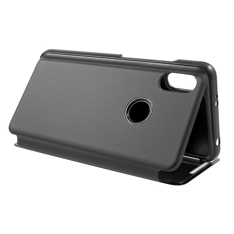 View Window Plated Mirror Surface Leather Stand Case for Xiaomi Redmi S2 / Redmi Y2 - Black-5