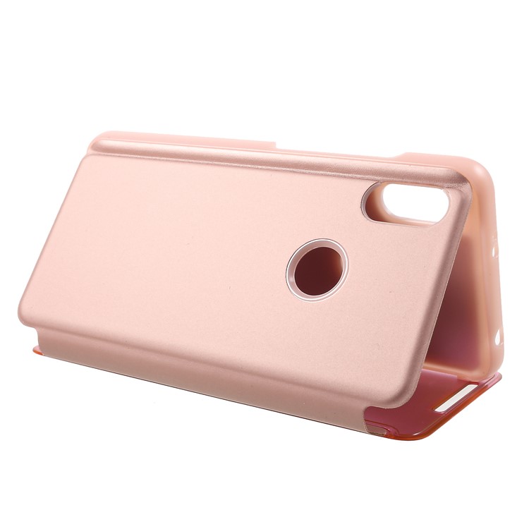 View Window Plated Mirror Surface Leather Stand Shell for Xiaomi Redmi S2 / Redmi Y2 - Rose Gold-5