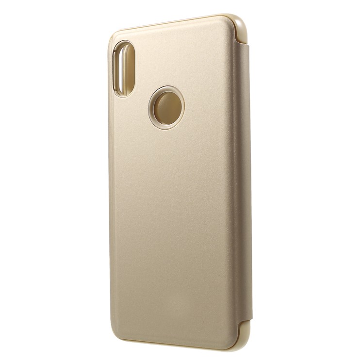 View Window Plated Mirror Surface Leather Stand Phone Case for Xiaomi Redmi S2 / Redmi Y2 - Gold-2