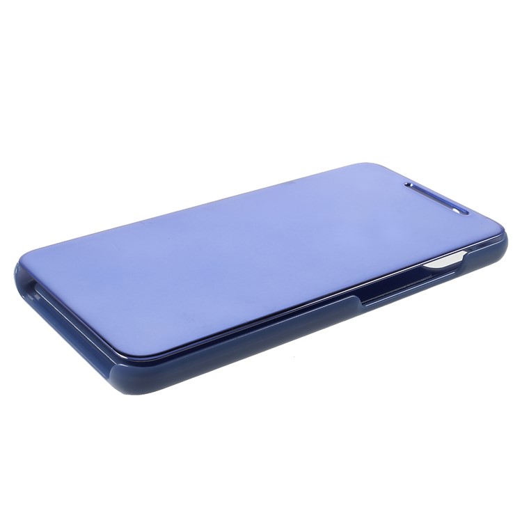 View Window Plated Mirror Surface PU Leather Stand Case for Xiaomi Redmi S2 / Redmi Y2 - Blue-4