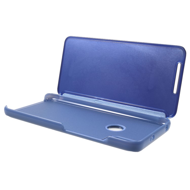 View Window Plated Mirror Surface PU Leather Stand Case for Xiaomi Redmi S2 / Redmi Y2 - Blue-6
