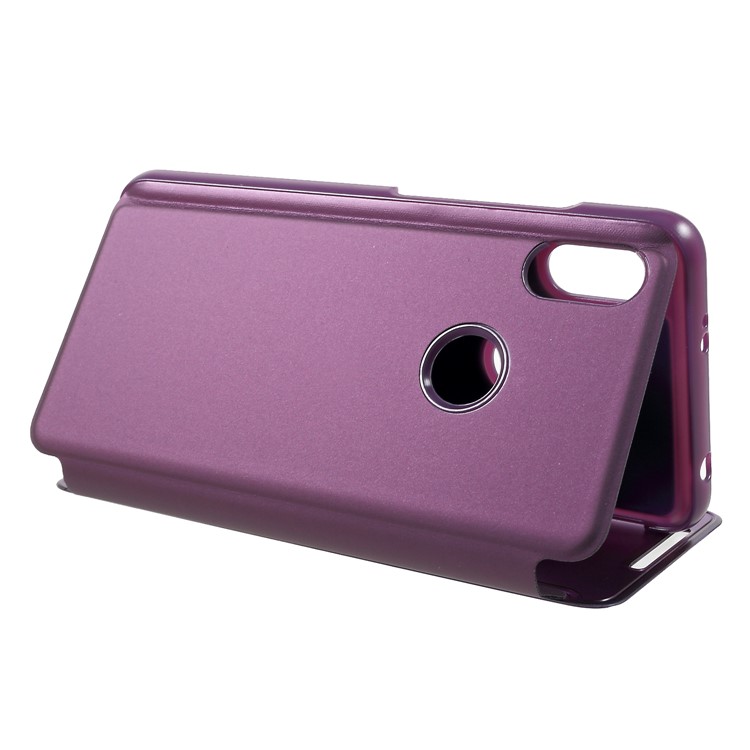 View Window Plated Mirror Surface Leather Cover with Stand for Xiaomi Redmi S2 / Redmi Y2 - Light Purple-5