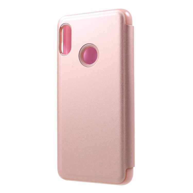 View Window Plated Mirror Surface Leather Stand Shell Case for Xiaomi Mi A2 Lite / Redmi 6 Pro - Rose Gold-2
