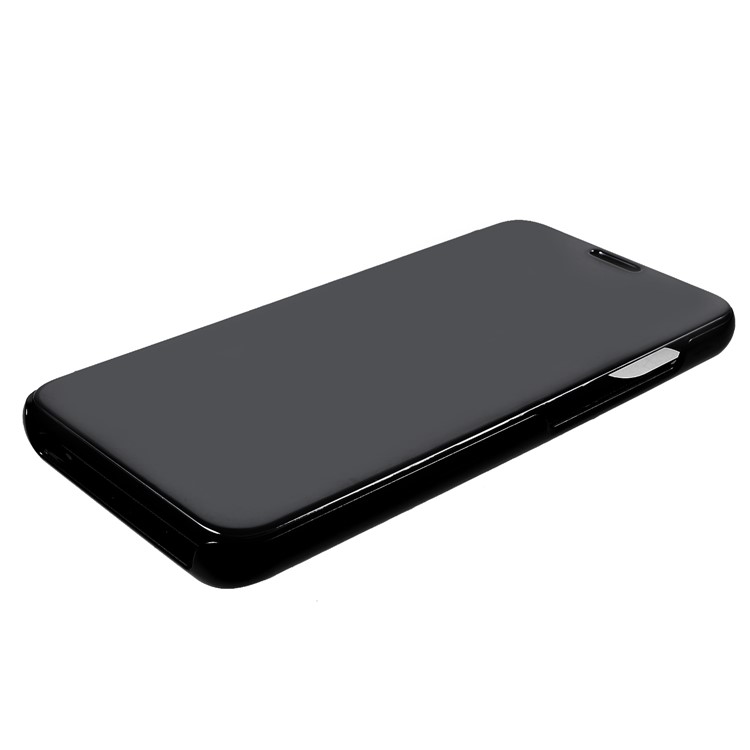 View Fenêtre Plaquée Miroir de Surface du Support en Cuir Pour Xiaomi Mi A2 Lite / Redmi 6 Pro - le Noir-4