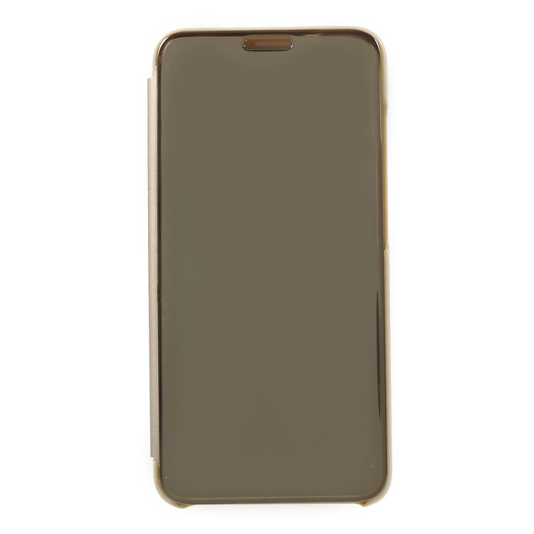 View Window Plated Mirror Surface Leather Stand Phone Case for Xiaomi Mi A2 Lite / Redmi 6 Pro - Gold-1