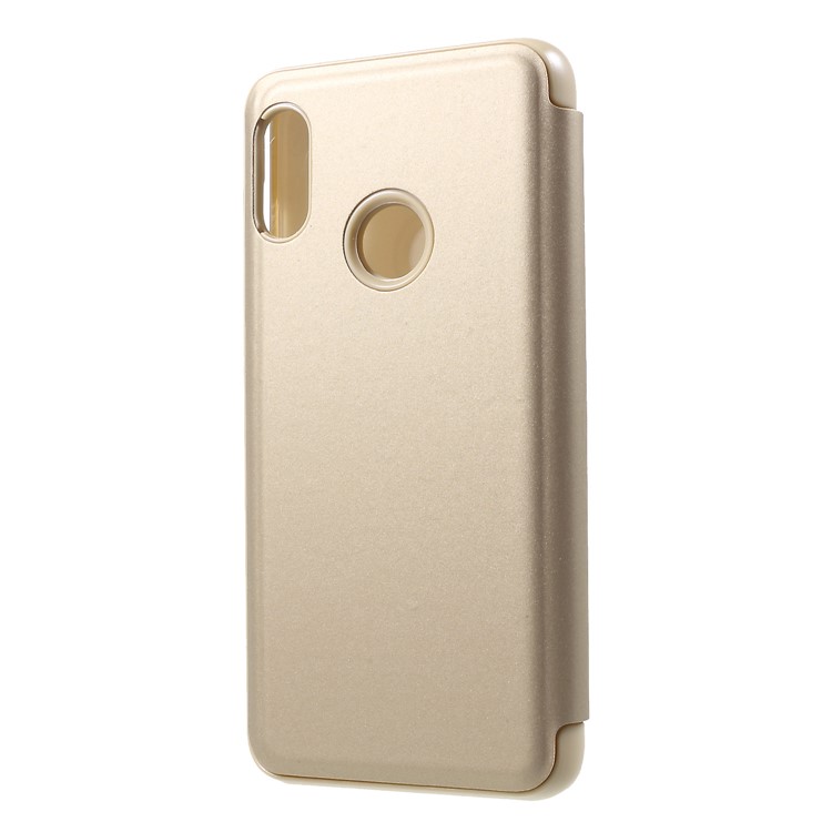 View Window Plated Mirror Surface Leather Stand Phone Case for Xiaomi Mi A2 Lite / Redmi 6 Pro - Gold-2