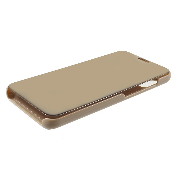 View Window Plated Mirror Surface Leather Stand Phone Case for Xiaomi Mi A2 Lite / Redmi 6 Pro - Gold-4