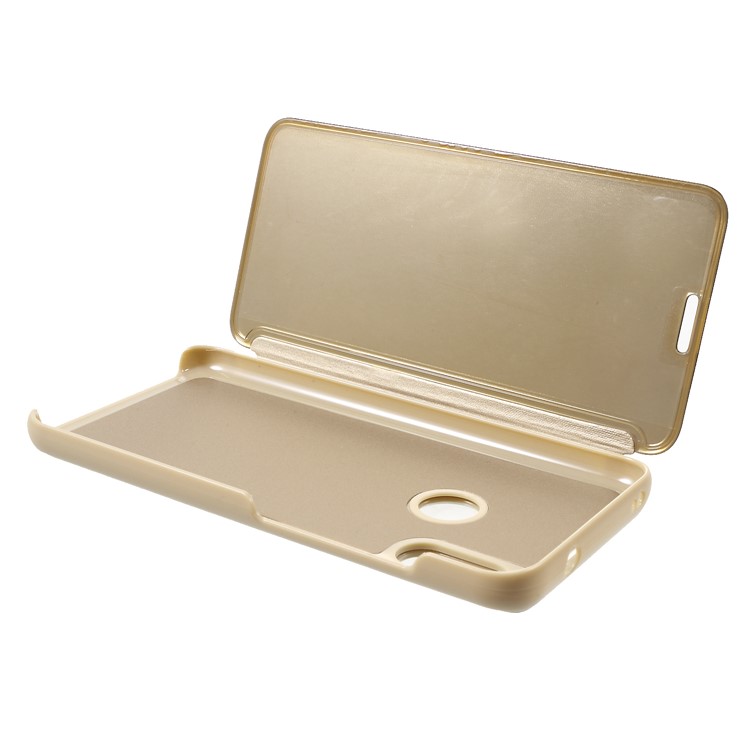 View Window Plated Mirror Surface Leather Stand Phone Case for Xiaomi Mi A2 Lite / Redmi 6 Pro - Gold-6