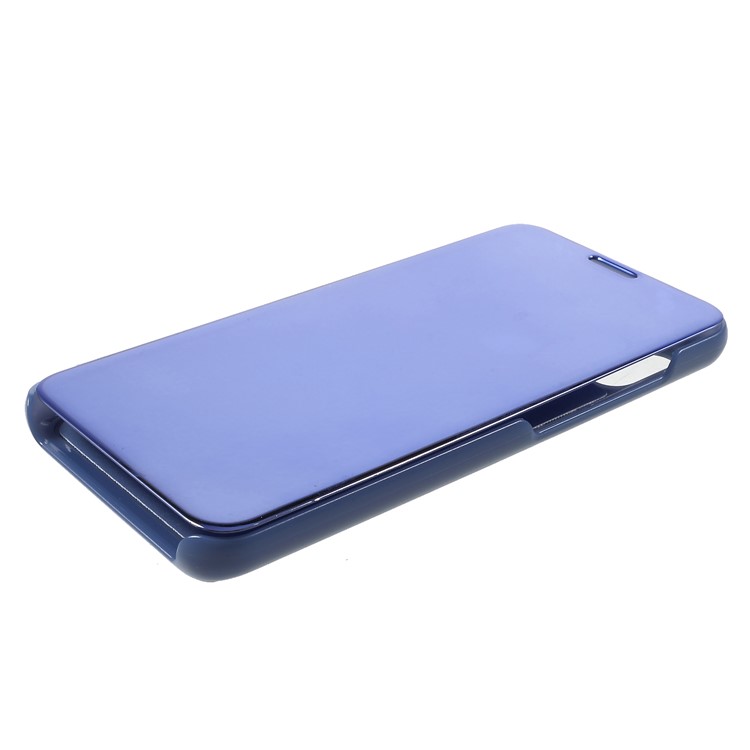 View Window Plated Mirror Surface Leather Stand Shell Cover Case for Xiaomi Mi A2 Lite / Redmi 6 Pro - Blue-4