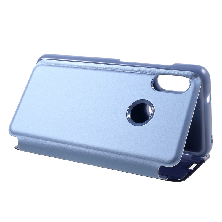 View Window Plated Mirror Surface Leather Stand Shell Cover Case for Xiaomi Mi A2 Lite / Redmi 6 Pro - Blue-5