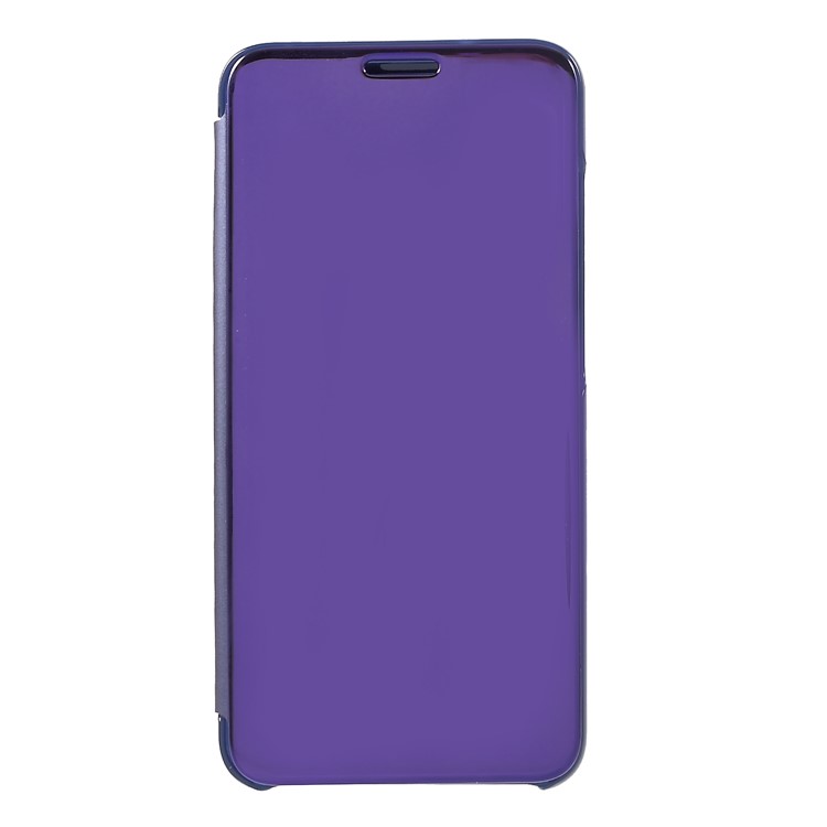 View Window Plated Mirror Surface Leather Stand Shell Protection Case for Xiaomi Mi A2 Lite / Redmi 6 Pro - Purple-1