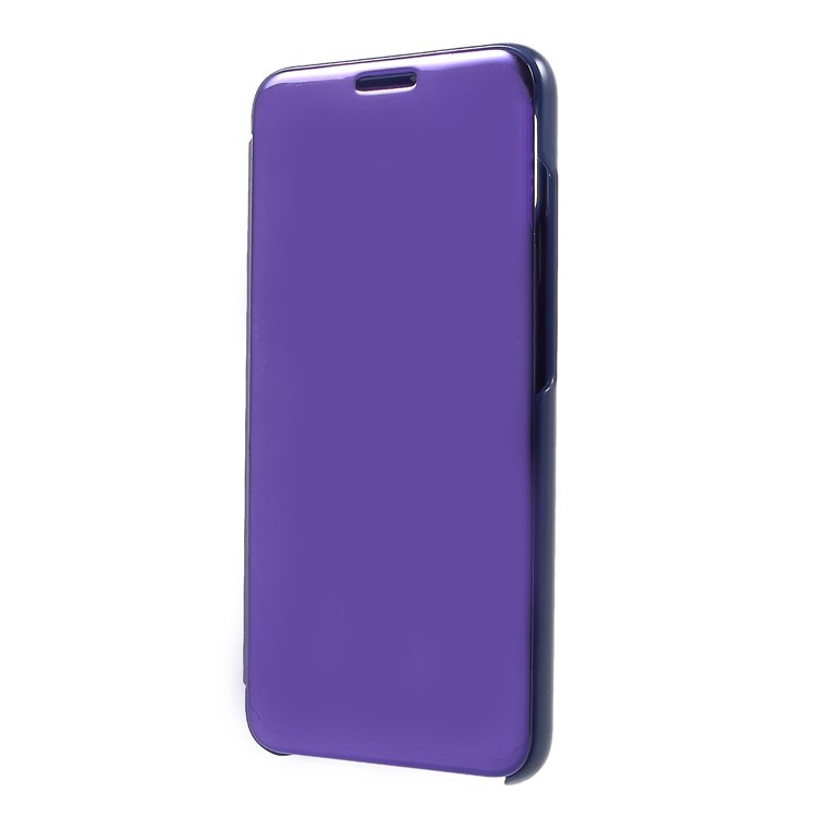View Window Plated Mirror Surface Leather Stand Shell Protection Case for Xiaomi Mi A2 Lite / Redmi 6 Pro - Purple-3