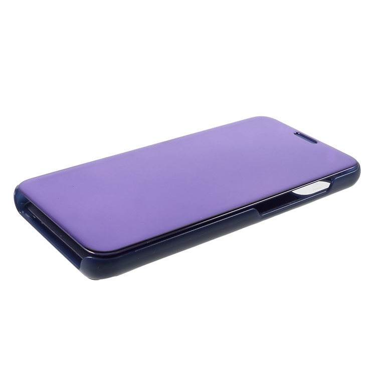 View Window Plated Mirror Surface Leather Stand Shell Protection Case for Xiaomi Mi A2 Lite / Redmi 6 Pro - Purple-4