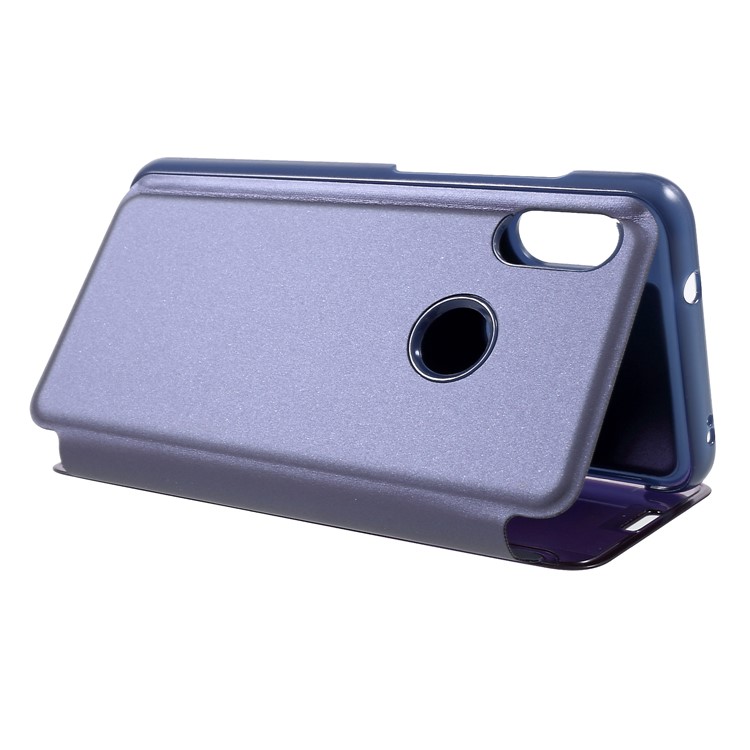 View Window Plated Mirror Surface Leather Stand Shell Protection Case for Xiaomi Mi A2 Lite / Redmi 6 Pro - Purple-5