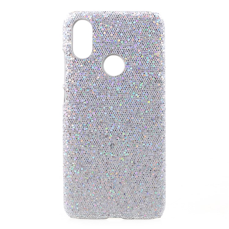 Leather Coated PC Phone Lightweight Featherweight Mobile Casing for Xiaomi Mi A2 / Mi 6X (China) - Silver Glittery Sequins-1