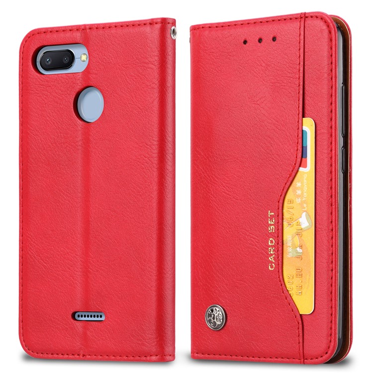 Auto-absorbed PU Leather Stand Wallet Cover for Xiaomi Redmi 6 / Redmi 6A - Red-2