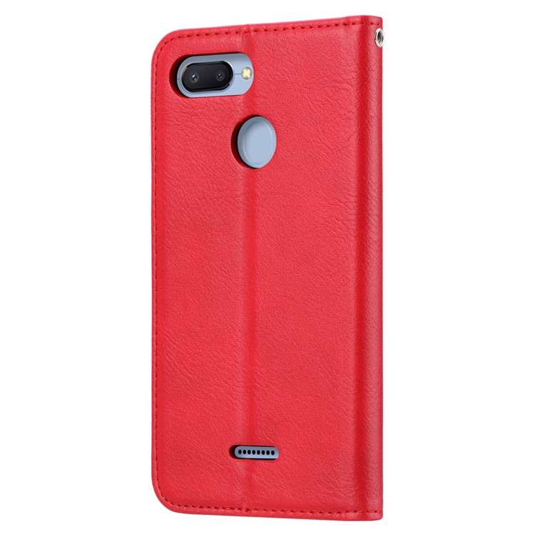 Auto-absorbed PU Leather Stand Wallet Cover for Xiaomi Redmi 6 / Redmi 6A - Red-4