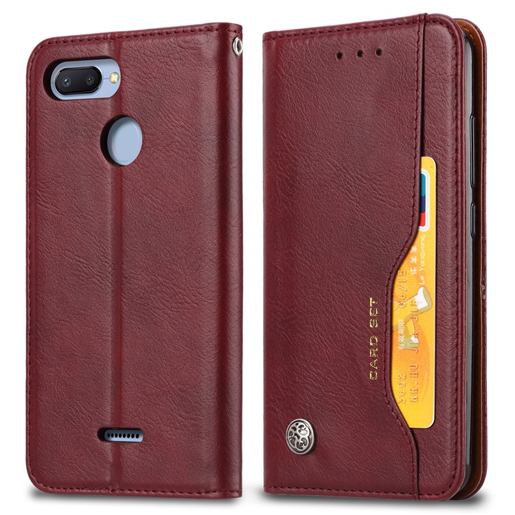 Auto-absorbed PU Leather Stand Wallet Cell Phone Case for Xiaomi Redmi 6 / Redmi 6A - Wine Red-2