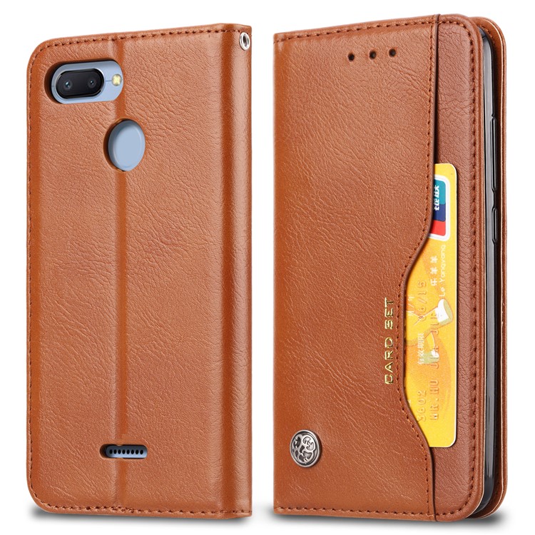 Auto-absorbed PU Leather Stand Wallet Protector Shell for Xiaomi Redmi 6 / Redmi 6A - Brown-2