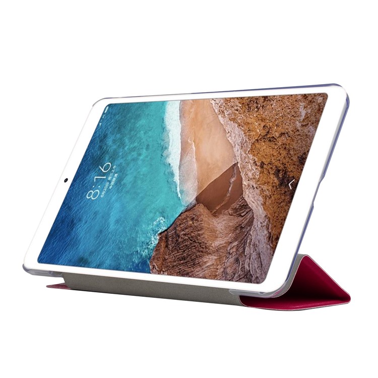 Silk Texture Tri-fold Stand Smart Leather Tablet Case for Xiaomi Mi Pad 4 - Rose-4