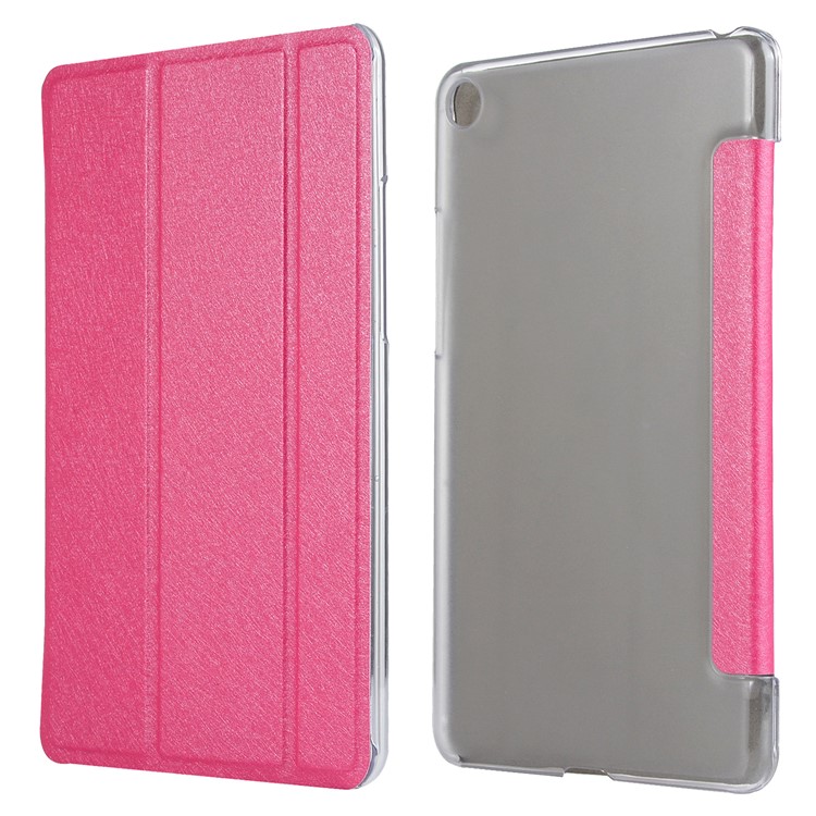 Silk Texture Tri-fold Stand Smart Leather Tablet Case for Xiaomi Mi Pad 4 - Rose-5