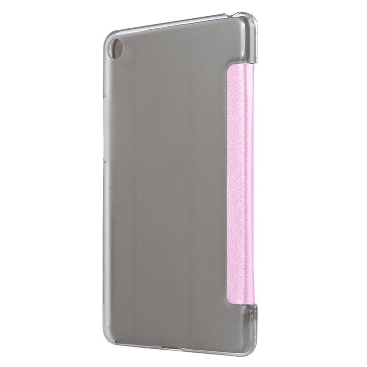 Silk Texture Tri-fold Stand Leather Smart Protection Case for Xiaomi Mi Pad 4 - Pink-3