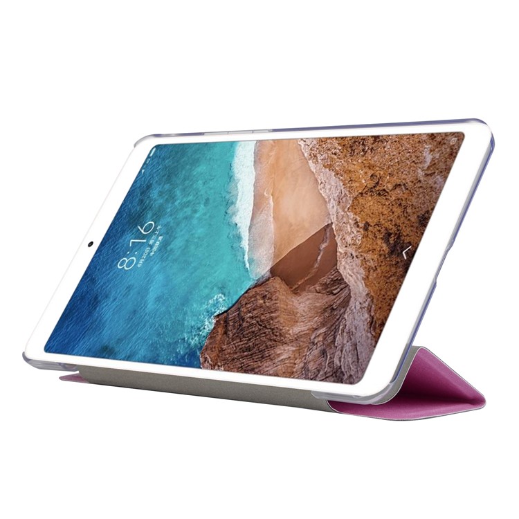 Silk Texture Tri-fold Stand Leather Smart Protection Case for Xiaomi Mi Pad 4 - Pink-4