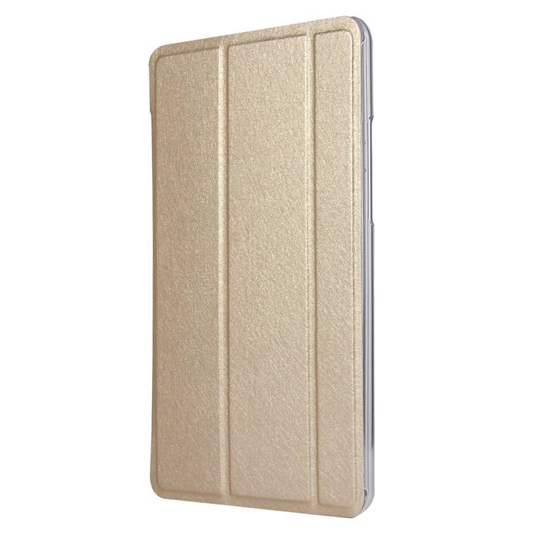 Silk Texture Tri-fold Stand Leather Smart Cover Protector for Xiaomi Mi Pad 4 - Gold-2