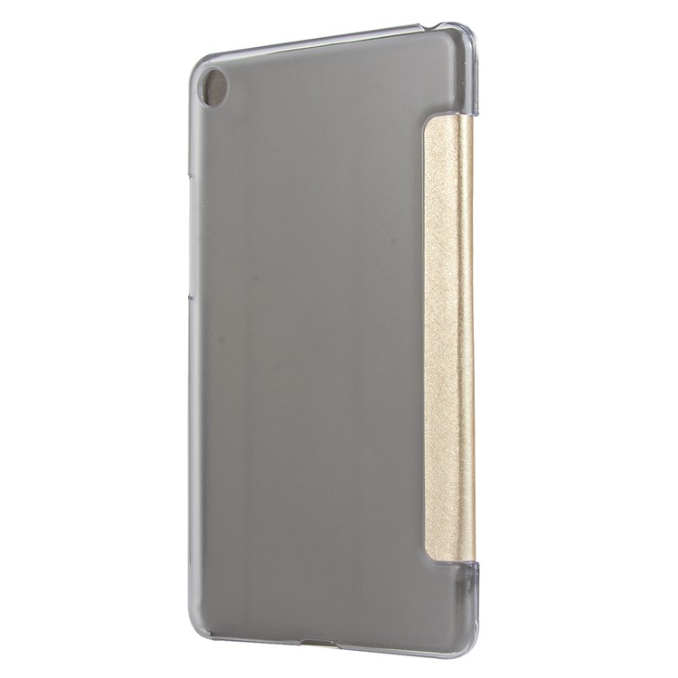 Silk Texture Tri-fold Stand Leather Smart Cover Protector for Xiaomi Mi Pad 4 - Gold-3