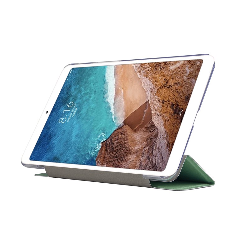 Silk Texture Tri-fold Stand Wake/Sleep Leather Case Shell for Xiaomi Mi Pad 4 - Green-4