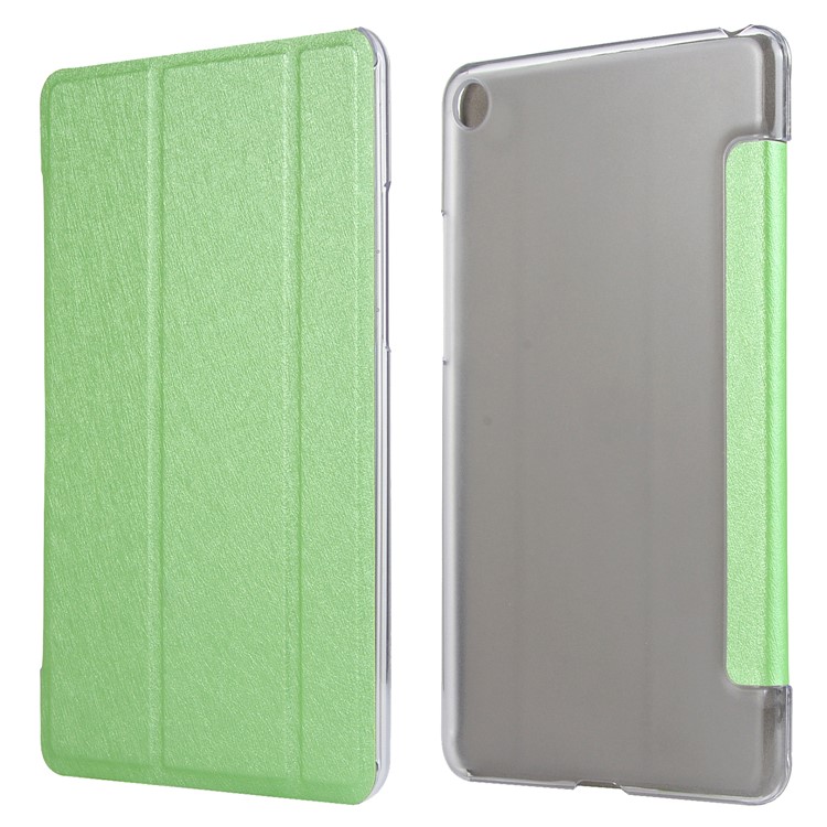 Silk Texture Tri-fold Stand Wake/Sleep Leather Case Shell for Xiaomi Mi Pad 4 - Green-5