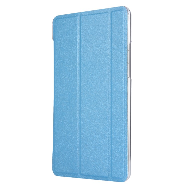 Silk Texture Tri-fold Stand Leather Wake/Sleep Protective Cover for Xiaomi Mi Pad 4 - Baby Blue-2