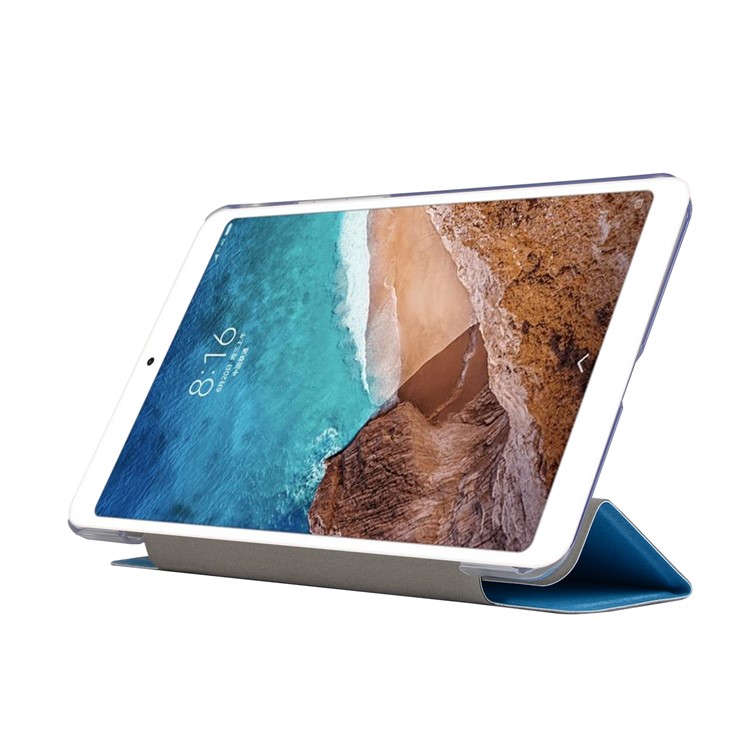 Silk Texture Tri-fold Stand Leather Wake/Sleep Protective Cover for Xiaomi Mi Pad 4 - Baby Blue-4