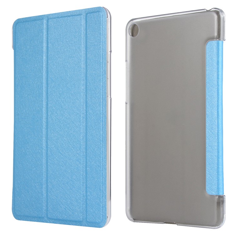 Silk Texture Tri-fold Stand Leather Wake/Sleep Protective Cover for Xiaomi Mi Pad 4 - Baby Blue-5