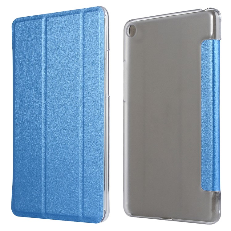 Silk Texture Tri-fold Stand Leather Smart Protector Case for Xiaomi Mi Pad 4 - Dark Blue-2