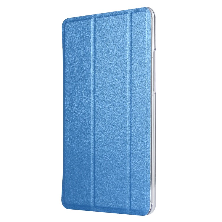 Silk Texture Tri-fold Stand Leather Smart Protector Case for Xiaomi Mi Pad 4 - Dark Blue-3