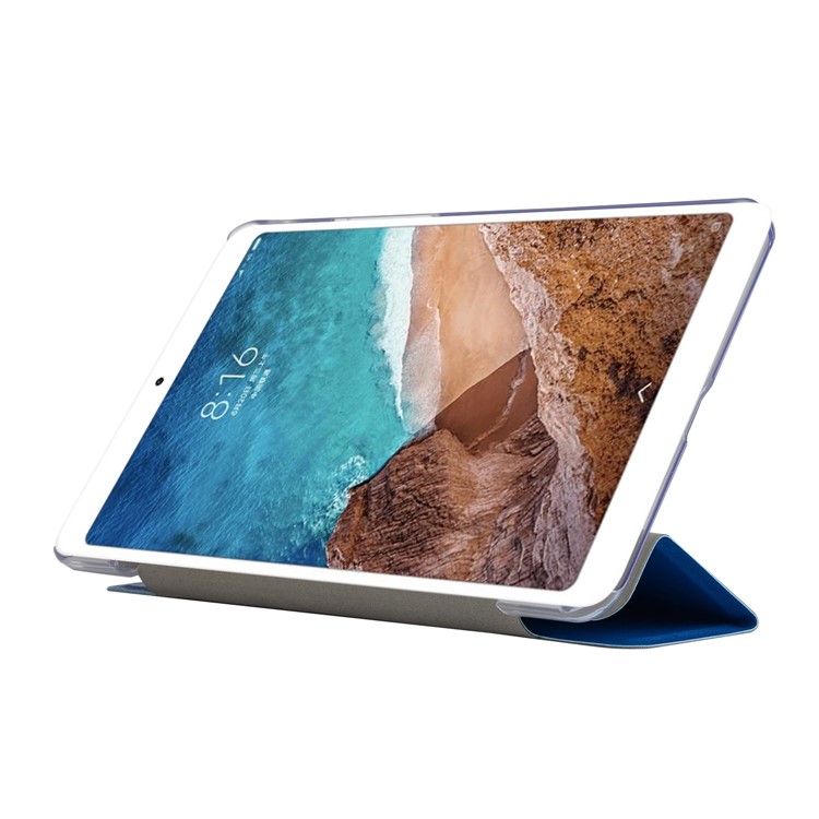 Silk Texture Tri-fold Stand Leather Smart Protector Case for Xiaomi Mi Pad 4 - Dark Blue-5