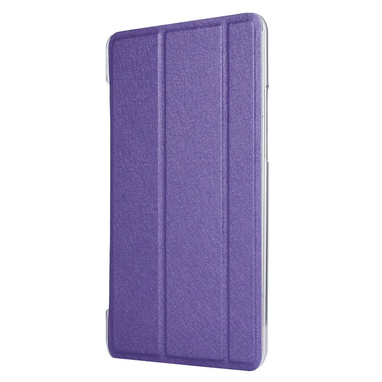 Silk Texture Tri-fold Stand Leather Smart Case Accessory for Xiaomi Mi Pad 4 - Purple-2