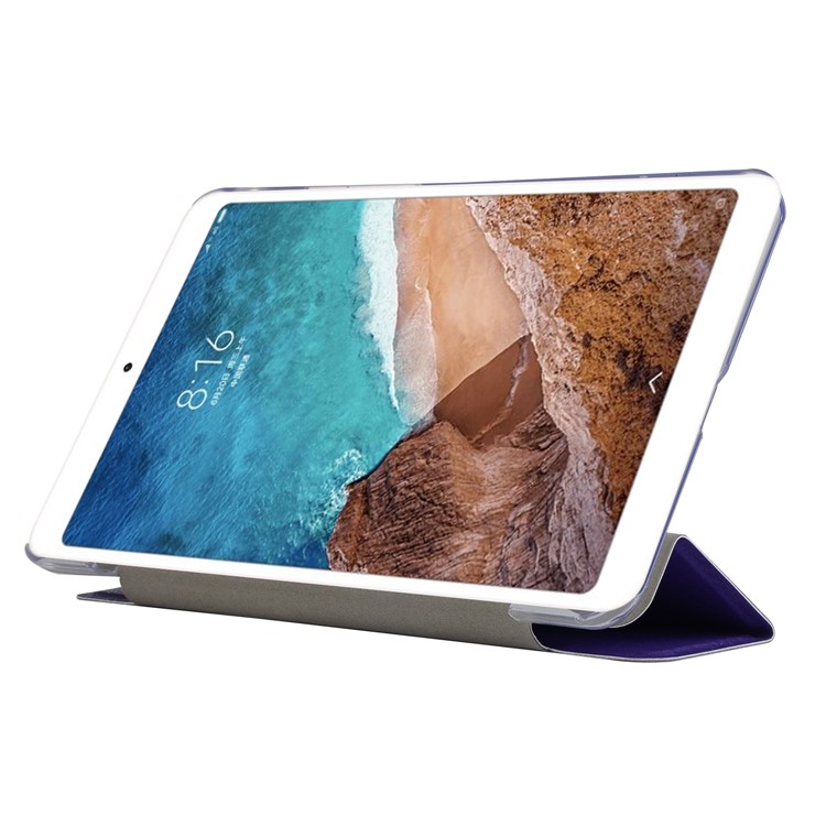 Silk Texture Tri-fold Stand Leather Smart Case Accessory for Xiaomi Mi Pad 4 - Purple-4
