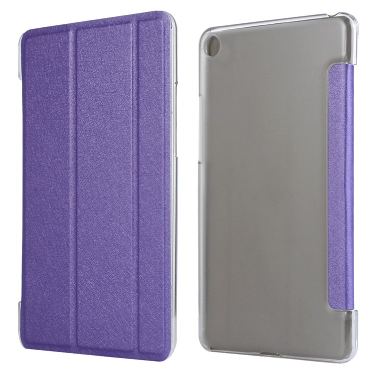 Silk Texture Tri-fold Stand Leather Smart Case Accessory for Xiaomi Mi Pad 4 - Purple-5