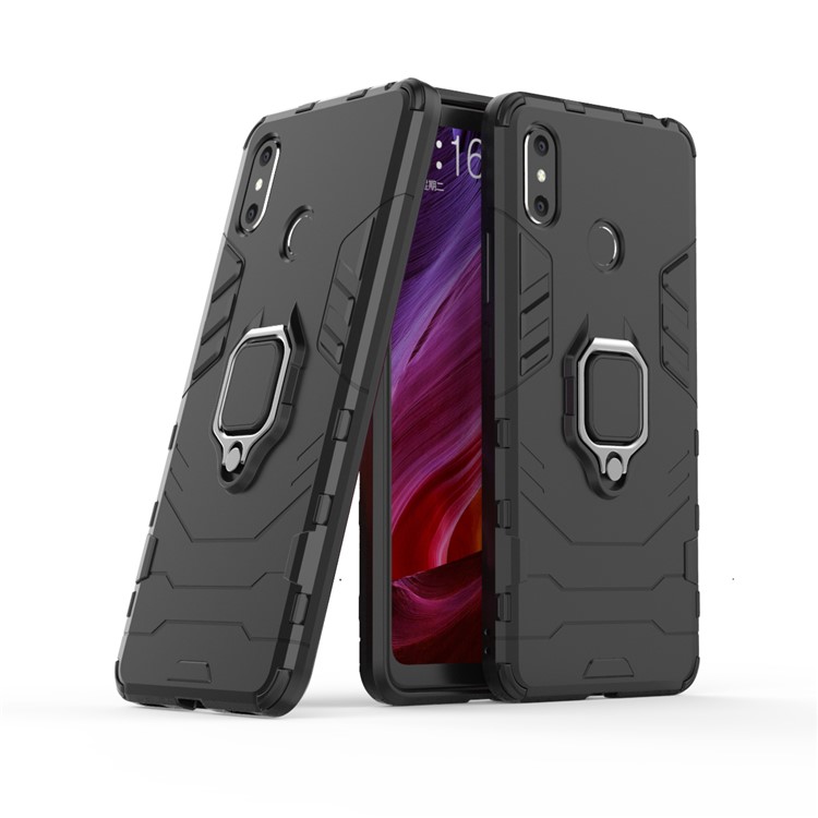 Finger Ring Kickstand PC + TPU Combo Mobile Phone Case for Xiaomi Mi Max 3 - Black-1