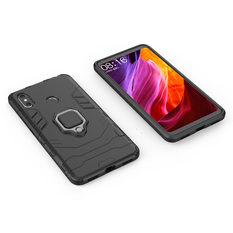 Finger Ring Kickstand PC + TPU Combo Mobile Phone Case for Xiaomi Mi Max 3 - Black-3