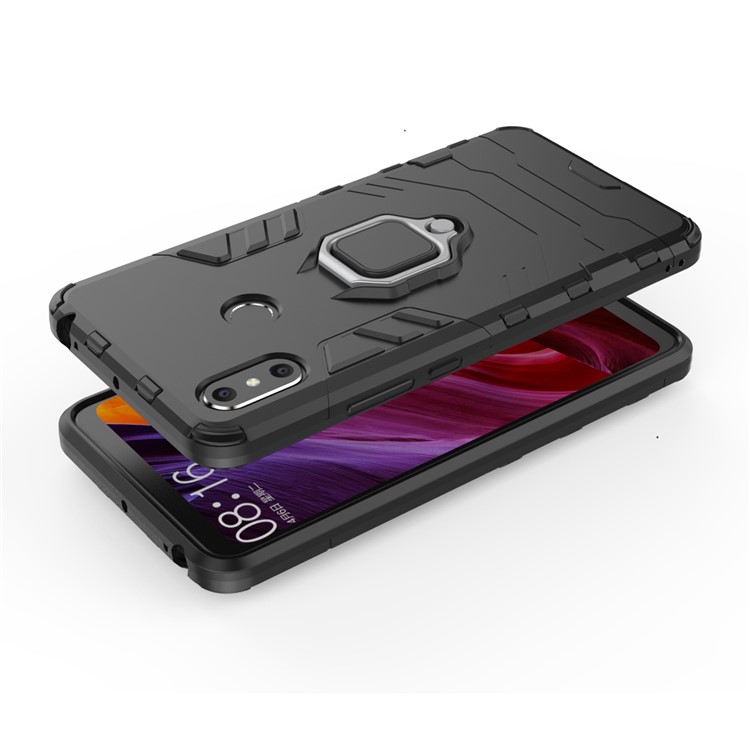 Finger Ring Kickstand PC + TPU Combo Mobile Phone Case for Xiaomi Mi Max 3 - Black-4