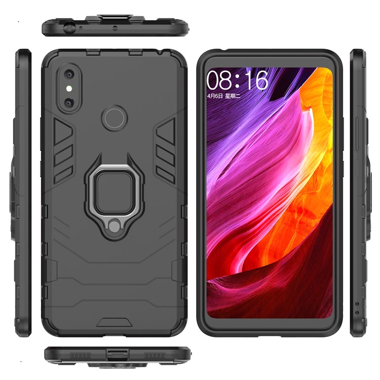 Finger Ring Kickstand PC + TPU Combo Mobile Phone Case for Xiaomi Mi Max 3 - Black-5