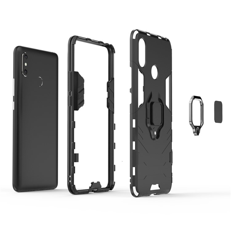 Finger Ring Kickstand PC + TPU Combo Mobile Phone Case for Xiaomi Mi Max 3 - Black-6