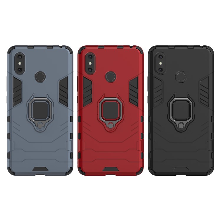 Finger Ring Kickstand PC + TPU Combo Mobile Phone Case for Xiaomi Mi Max 3 - Black-9
